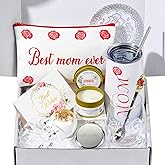 Encausto Birthday Gifts for Mom, Elegant Rose Gift Basket for Women, Mothers Day Gifts for Mom from Daughter Son Husband Family, Coffee Mug Glass Drinking Set, Mother's Day, Mom Gift Box