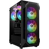 GAMDIAS ATX Mid Tower Gaming Computer PC Case Tempered Glass, Built-in 4X 120mm ARGB Case Fans, Front Airflow Mesh, Up to 6x1