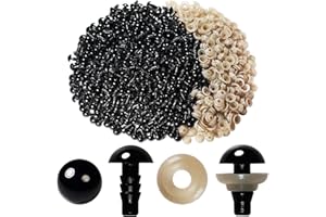 Hukiwow 600Pcs 8mm Safety Eyes and Washers 8 mm Safety Eyes for Crocheting Plastic Crochet Eyes Black Craft Eyes Animals Eyes Small Doll Eyes