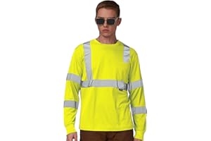 A-SAFETY Safety Shirt,High Visibility Work T Shirt Long Short Sleeve Class 3 (XS-6XL)