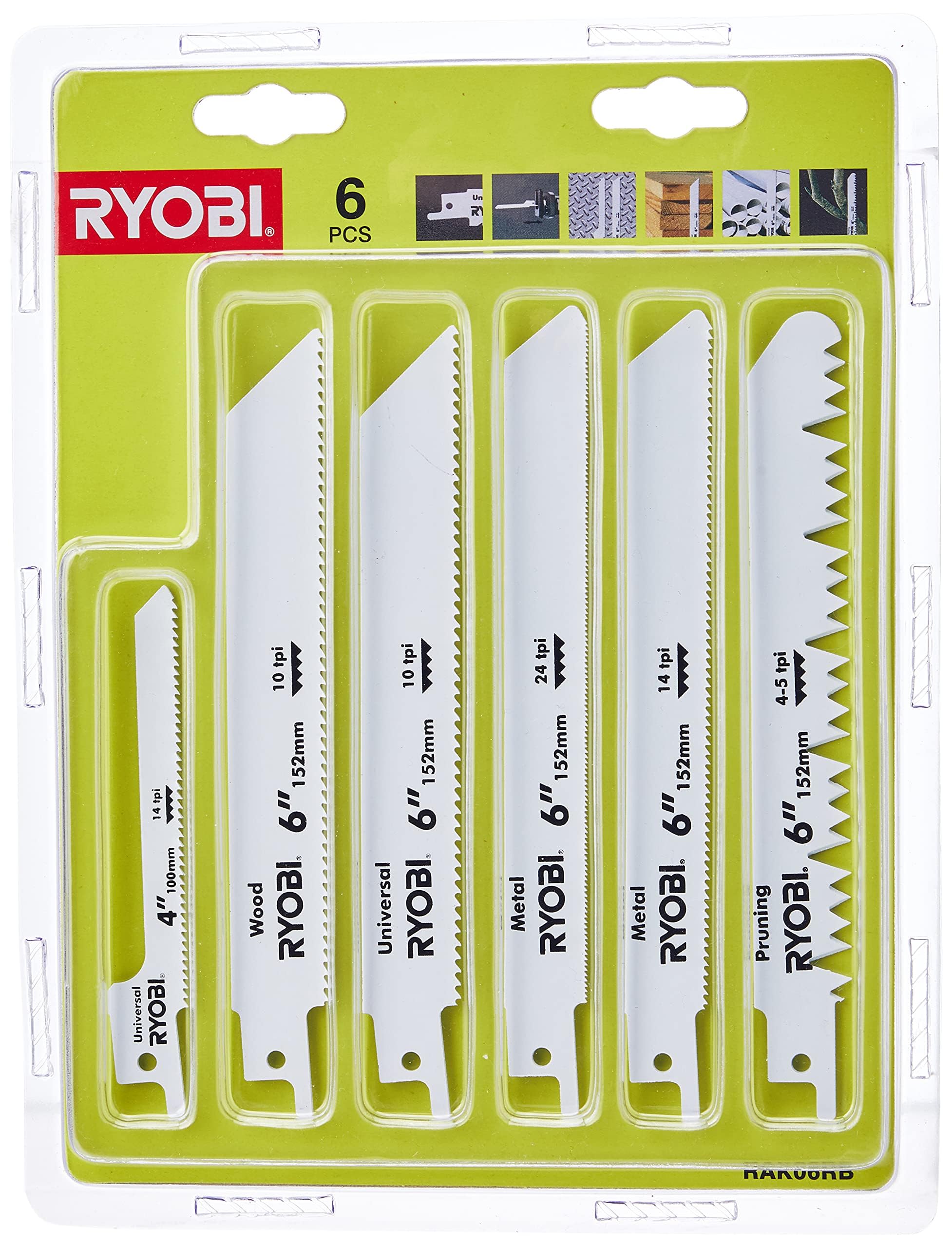 Ryobi RAK06RB Reciprocating Blade Kit (6 Pieces)