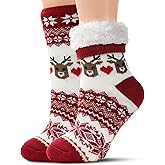 Tough Land Slipper Socks for Women with Grippers Non Slip, Sherpa Lined Slipper Socks