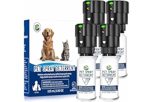 diloqio Cat Spray Deterrent System [ 4 Pack ] Cat Deterrent Spray, Motion Activated Pet Deterrent Spray System for Cats & Dogs Odorless Pet Deterrent, Senses Pets Up to 3 Feet Away, Friendly & Safe