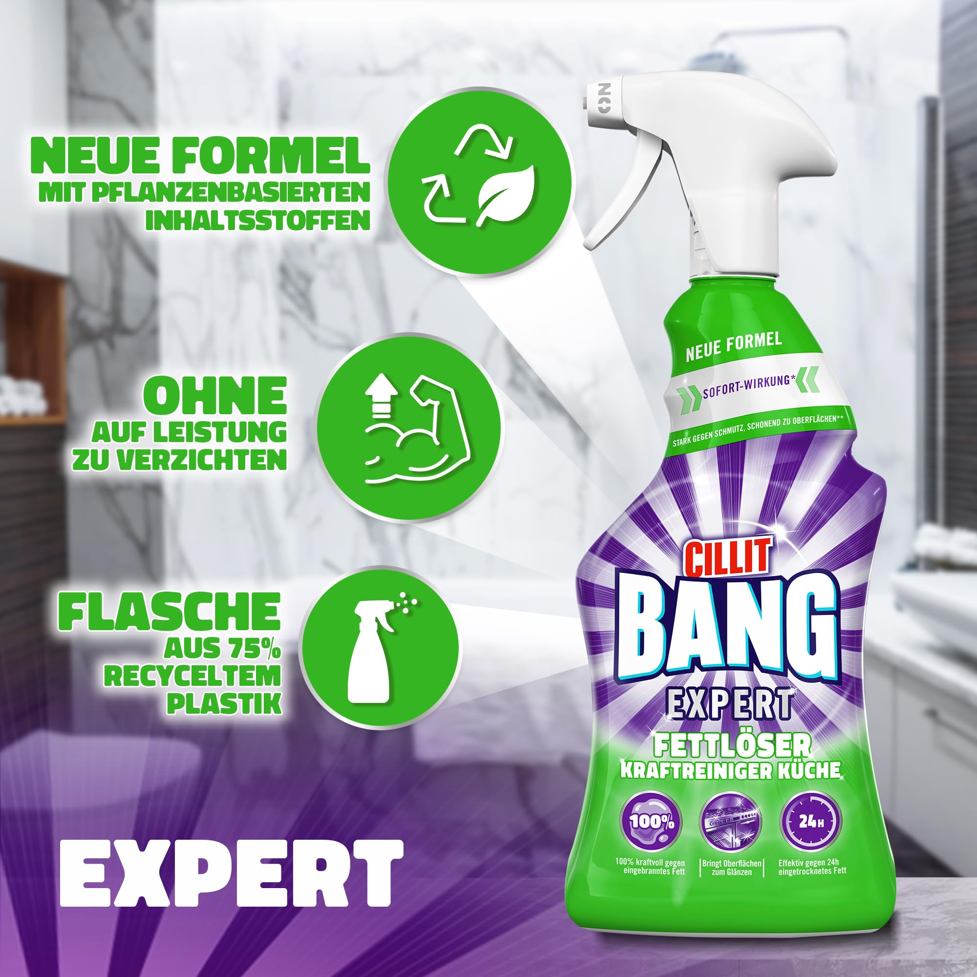 CILLIT BANG Expert Kraftreiniger Universal Fettlöser – Entfernt eingebranntes Fett – 1 x 750 ml 3