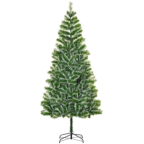 HOMCOM 7FT Indoor Christmas Tree Artificial Decoration Xmas Gift with Metal Stand Branch Tips