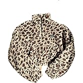 SOLY HUX Women's Leopard Fleece Sweatshirt Half Zip Mock Neck Long Sleeve Fuzzy Cropped Pullover Tops with Pocket