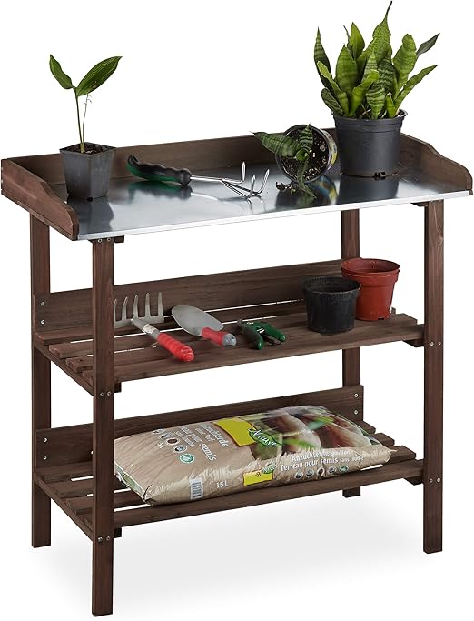 Relaxdays Mesa para huerto Urbano con Tres estantes, Invernadero ...