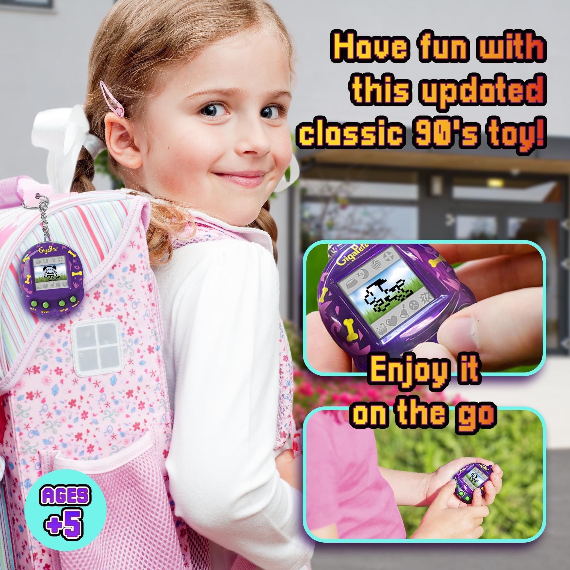 Giga Pets 2-in-1 Interactive Digital Pet Puppy Dog, Collector’s Edition Virtual Pets for Kids, 90’s Gaming Gift for Boys and Girls