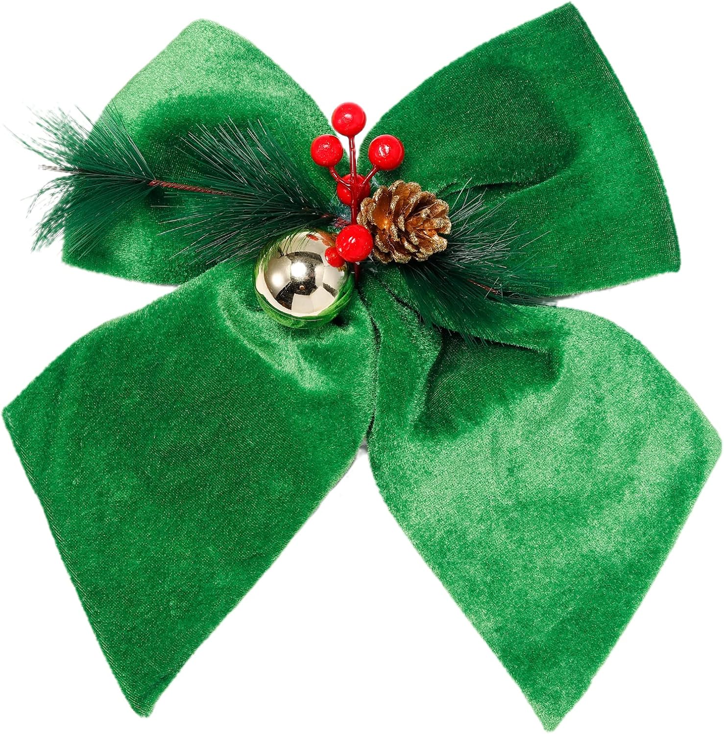Bows & Ribbons - allgala Christmas Decorative Velvet Bows for Wreath Garland Christmas Tree-2 Pack-10 (20x25cm)-Green-XBW92207