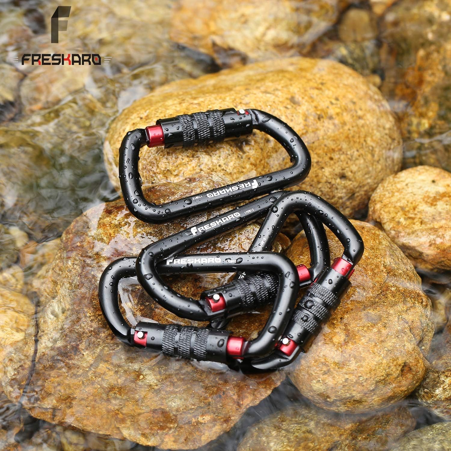 FresKaro 3inch Twist Locking Carabiner Clips, 12KN-2698lbs, 7075 Aluminum: Clothing