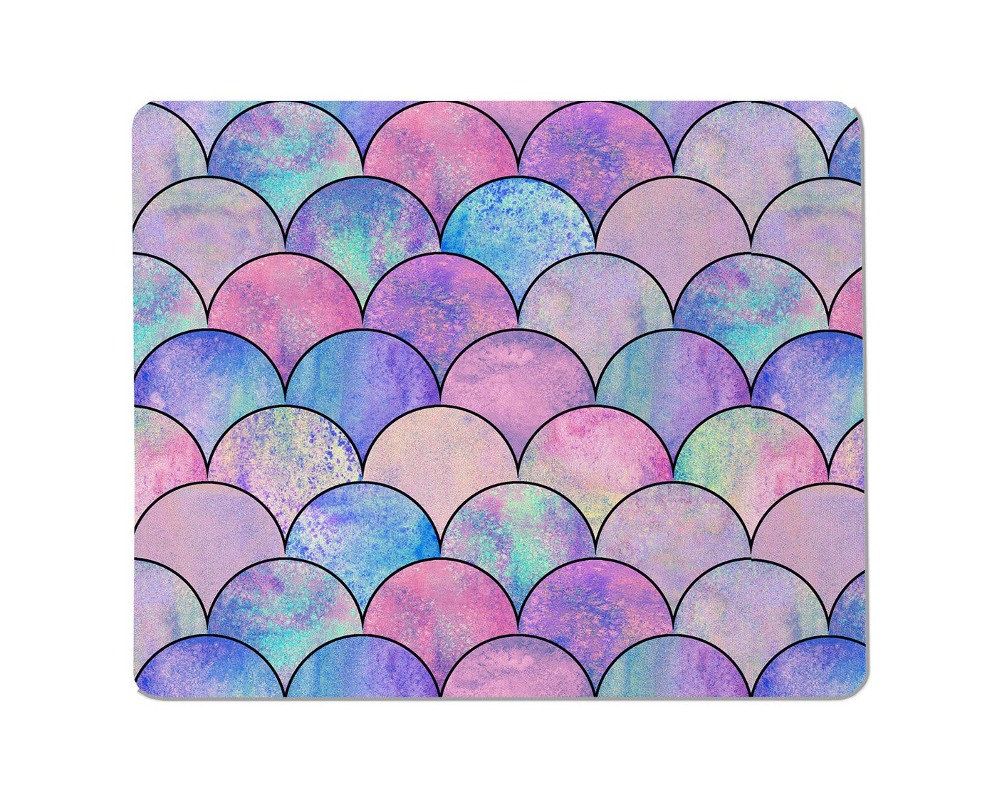 Yeuss Watercolor geometric element texture Rectangular Non-Slip Mousepad Mermaid fish scale wave watercolor hand drawn colorful outline. Gaming Mouse pad 200mm x 240mm