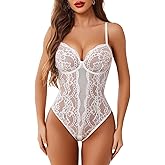 Avidlove Sexy Lingerie for Women Lace Teddy Bodysuit Deep V Cut Out Babydoll One Piece lingerie