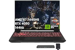 ASUS TUF A16 16" WUXGA 144Hz Gaming Laptop, AMD Ryzen 7 7445HS, NVIDIA GeForce RTX 4050, 16GB DDR5, 512GB SSD, RGB Backlit Ke
