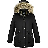 Soularge Women's Winter Plus Size Sherpa Lined Coats with Detachable Hood