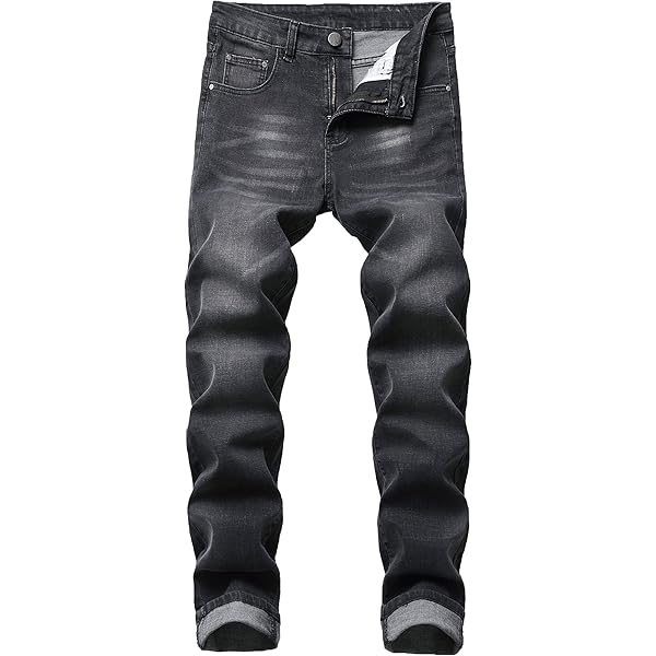 DGKaxiyaHM Men's Retro Vintage Stretch Denim Trousers Zipper
