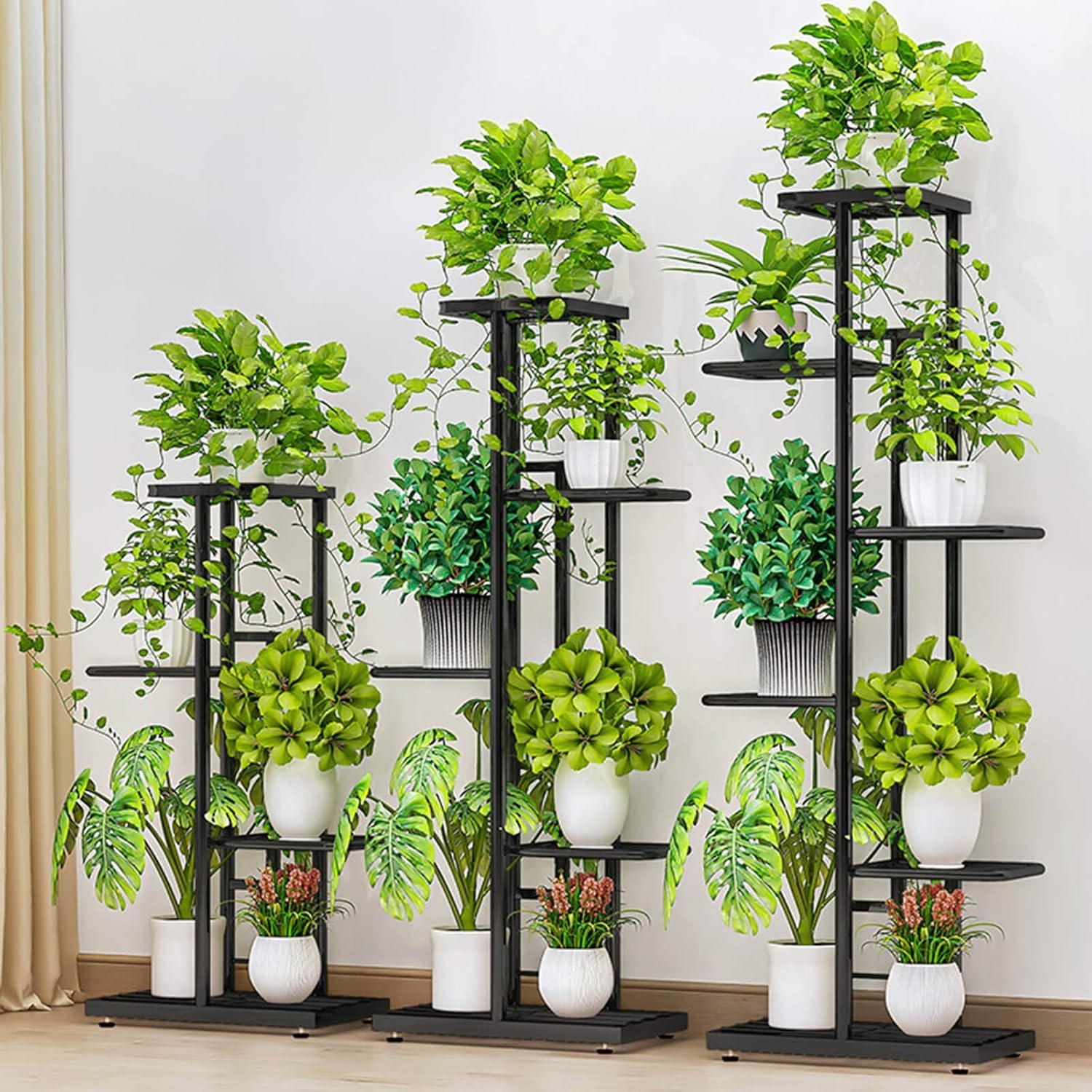 Indoor Tall Metal Plant Stand - Multi Tiered 8 Tier 9 Potted Multi-Tiered Iron Narrow Flower Stand Rack Shlelf for Corner Patio Enterway Living Room Balcony Court Garden (Grey) : Garden & Outdoor