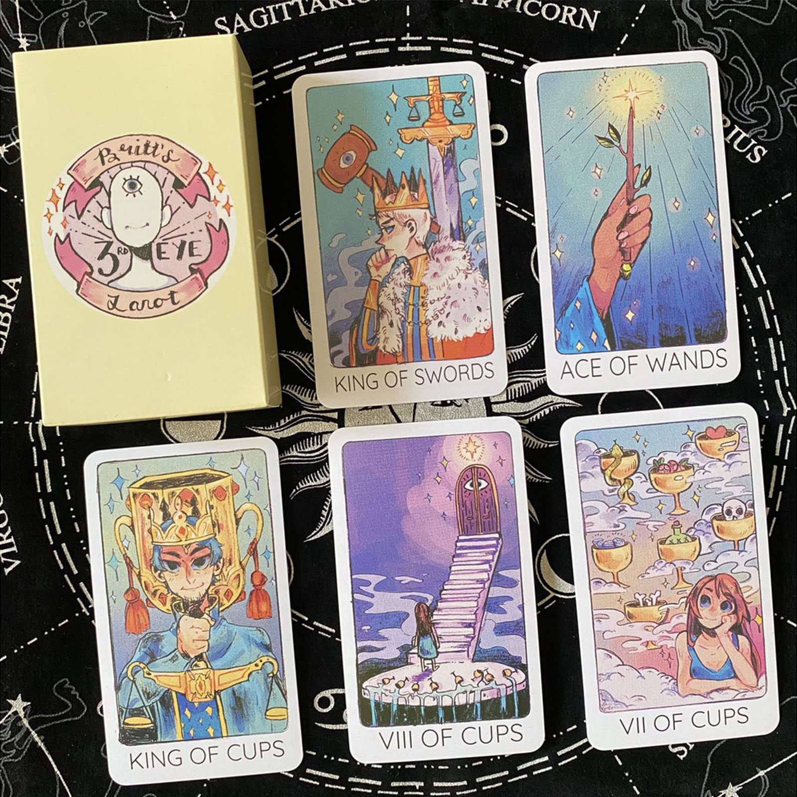 Atesswy Britt's Third Eye Tarot Deck, 78 Standard Tarot Cards with Guidebook for Beginners (Size: 4.75