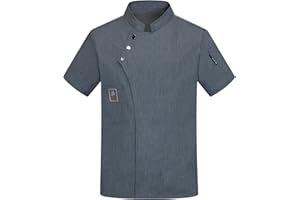 YJFZYYJJ Unisex Chef Coat Short Sleeve Chef Jacket,Breathable,Comfortable Button Closure - Kitchen,Restaurant,Hotel Uniform