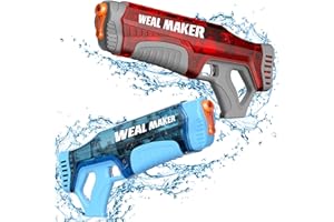 ARTCOOL 2 Pack Fast Auto Suction Electric Water Gun,High Powered Full Automatic Squirt Guns Up to 28-32FT Range,330+ Continuous Water Pistol for Adults/Kids,IP67 Waterproof