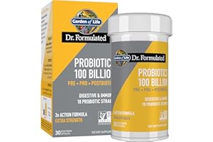 Garden of Life Dr Formulated Once Daily 3-in-1 Complete Probiotics, Prebiotics & Postbiotics Supplement for Women and Men’s Digestive & Immune Health – Extra Strength, 100 Billion CFU, 30 Day Supply