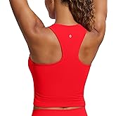CRZ YOGA Seamless Ribbed High Neck Crop Tank Tops for Women - Longline Racerback Padded Sports Bras