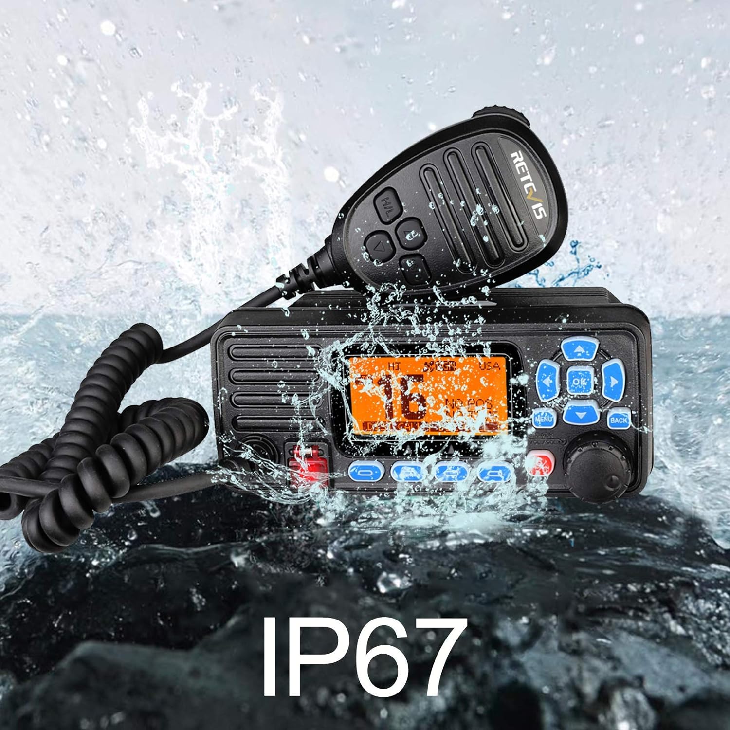 Retevis RA27 Fixed Mount Marine Radio GPS, IP67 Waterproof Two Way Radio DSC Long Range, Tri-Watch NOAA, Professional Marine Radio Transceiver(1 Pack): GPS & Navigation