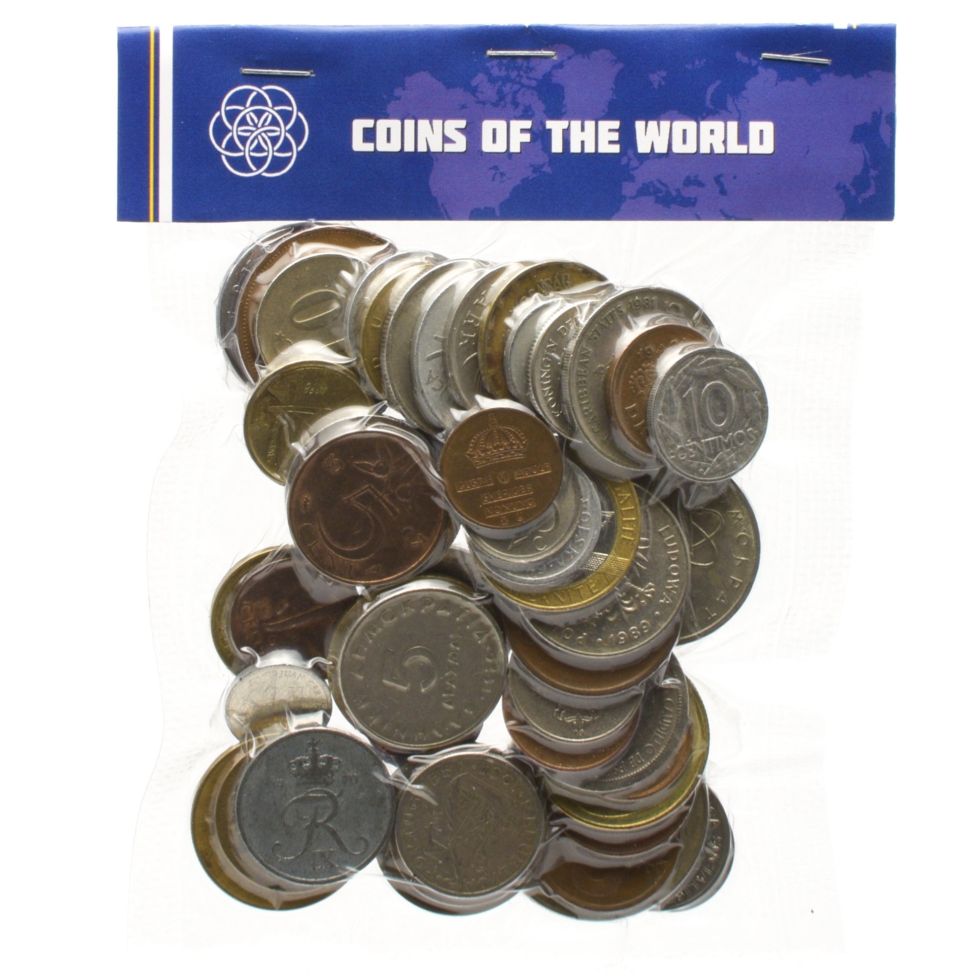 50 Different Foreign Coins Collection Money Set from All Over The Europe. Collectible coins, old coins for your coin album, coin bank or coin holders