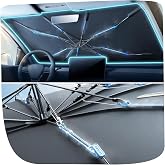 [2025 Upgraded] Nmoiss Windshield Sun Shade Umbrella [Graphene Rapidly Dissipates Heat] 99% UV Blocking Protects Car from Sun and Heat Damage, Keeps Cool and Protects Interior Medium (56