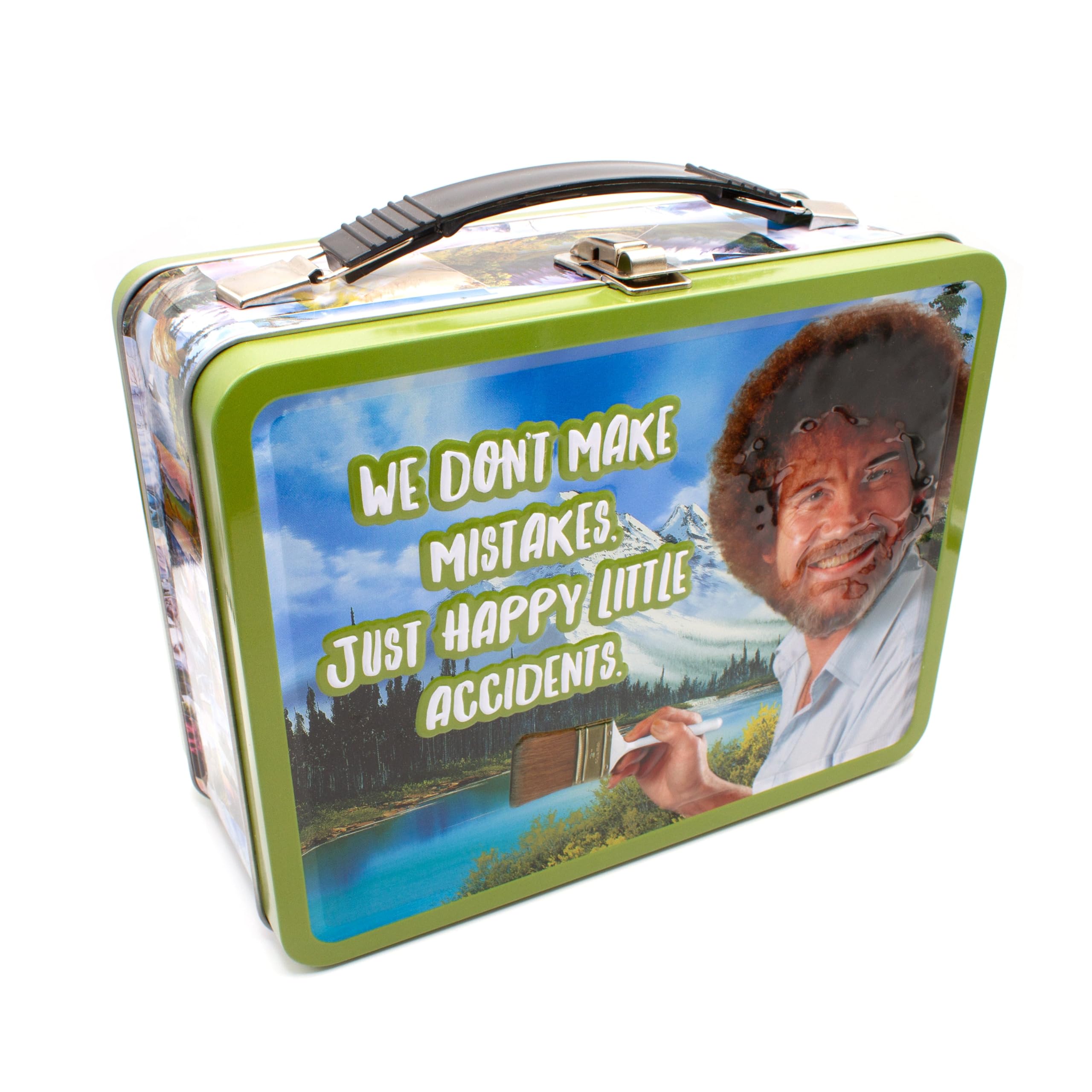 AQUARIUS 48196 Bob Ross Happy Accidents Large Gen 2 Fun Box zzCOULD NOT FIND Tin Storage, Print, Multi-Colored, 8 Inches