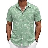 COOFANDY Mens Hawaiian Shirts Short Sleeve Button Down Aloha Shirts Summer Vacation Beach Shirts