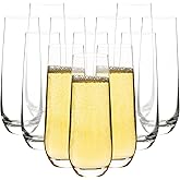 HAKEEMI Stemless Champagne Flutes Set of 12, 10 oz Modern Clear Glasses for Champagne, Mimosas, Prosecco and Cocktails, Durable and Dishwasher Safe, Ideal for Weddings, Parties and Home (12 PCS)