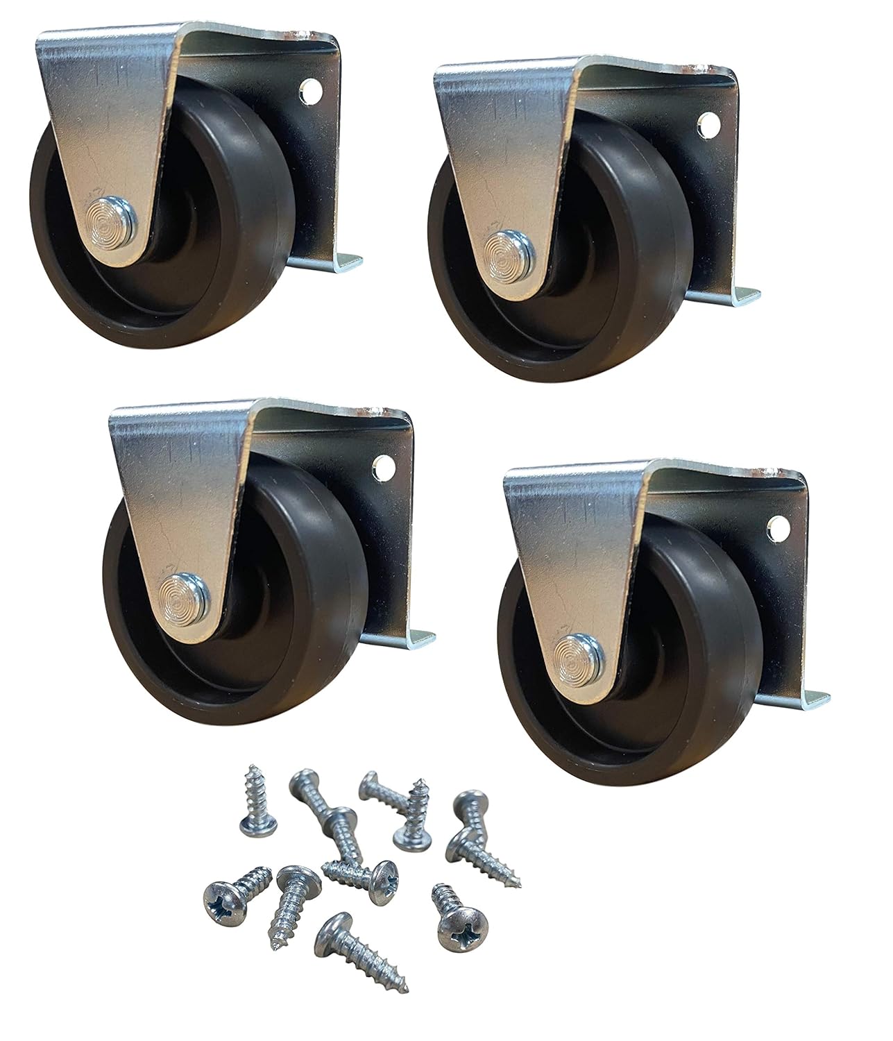 2" Inch Low Profile Trundle Casters Wheels with Furniture Screws Set of 4