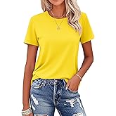 MAGCOMSEN Women's Cotton T-Shirts Short-Sleeve Shirts Crew-Neck Tops Classic-Fit Breathable Casual Summer Tees