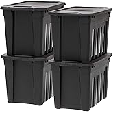 IRIS USA 75.7 L Heavy Duty Totes for Storage with Easy-Grip Handles, 4 Pack, Storage Bins with Lids, Durable Stackable Utilit