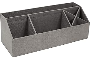 Bigso Elisa Desktop Organizer | Durable Office Desk Organizer for Office Supplies and Accessories | Desk Organizer with 7 Compartments for Customizable Organization | 13.1”x4.9”x4.9” | Canvas Gray
