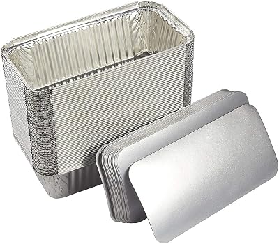 Zuvo 50 Large Aluminium Foil Food Container with Lid 600ml Silver