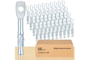 Pasimy 50 Pcs Eye Bolt Wedge Concrete Anchor 1/4 x 2 Inch Expansion Acoustical Ceiling Anchor Galvanized Carbon Steel Wedge for Ceiling Joists Hanging Hammocks Swing Chairs