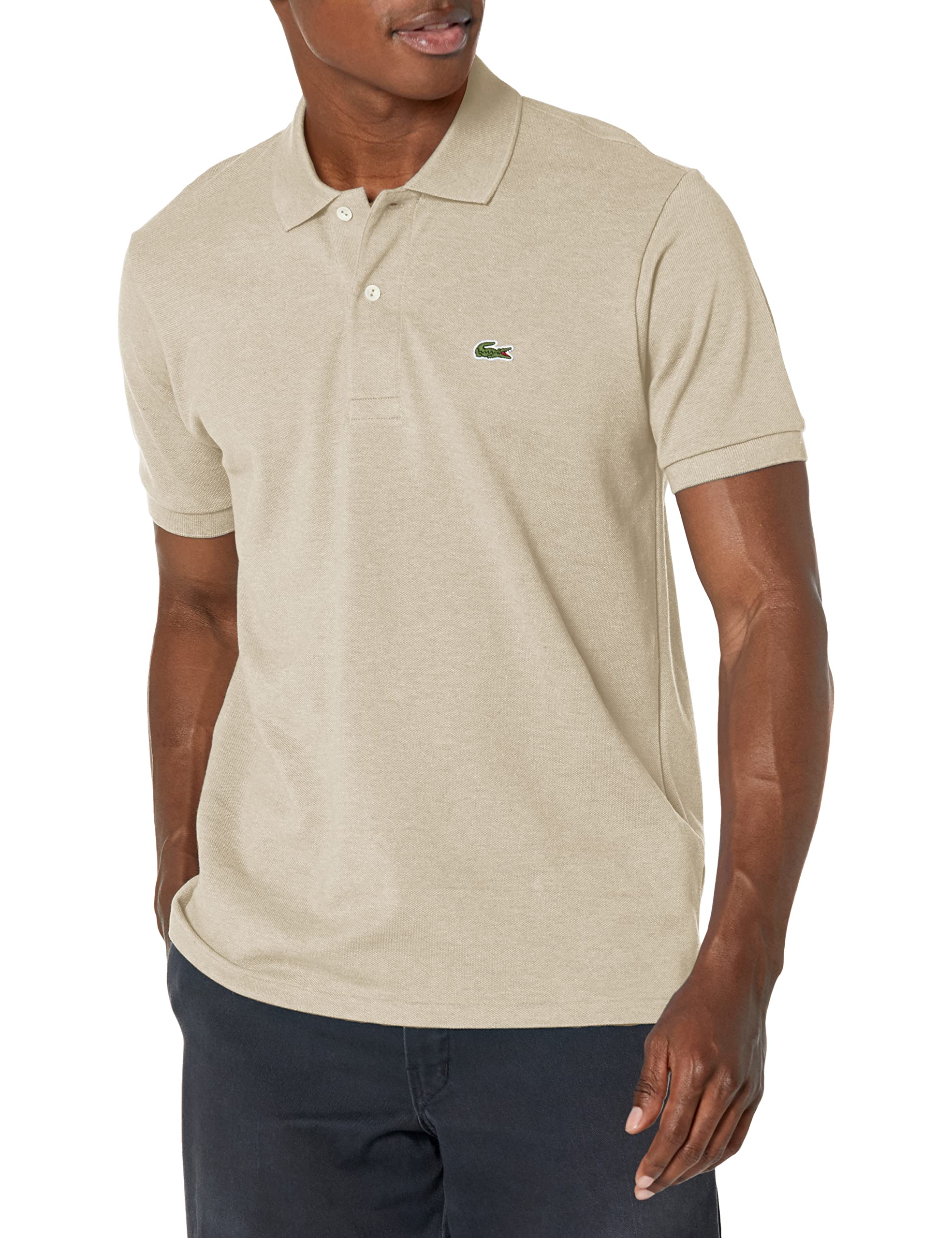 Lacoste Men’s Original L.12.12 Heathered Petit Piqué Cotton Polo Shirt, Heather Wicker, 4X-Large