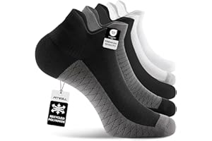 Fitrell Ankle Compression Socks for Women & Men - Cushioned Arch Support Running Socks, Plantar Fasciitis Relief 5/6 Pairs