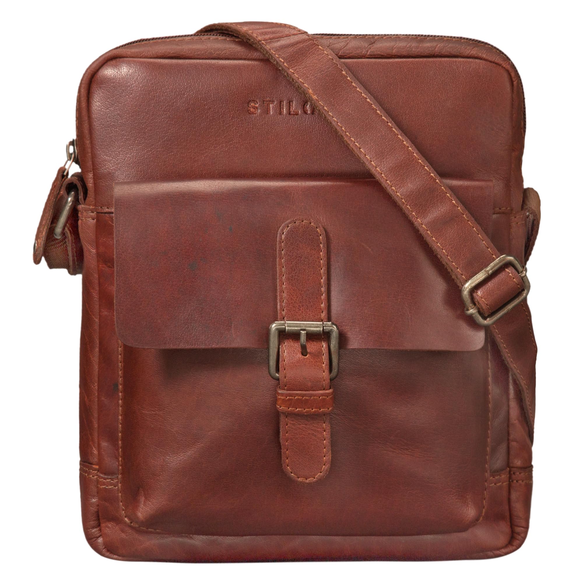 STILORD "Luan" Small Shoulder Bag Leather Vintage for Women and Men Messenger Bag with Tablet Compartment 10.1 Inches Cross Body Bag in Genuine Leather Colour:Vegetable Tanned Dark Brown