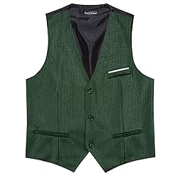 Barry.Wang Mens Emerald Green Suit Vest Striped