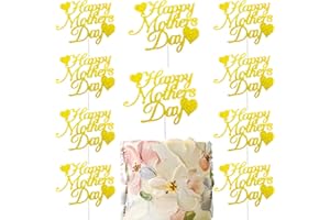 JJZXWISH 15pcs Happy Mother's Day Cake Topper Gold Glitter Cake Topper Mothers Day Cupcake Topper Heart Shaped Cake Picks Cake Accessories for Mom's Birthday Mother's Day Gifts Cake Decoration Party (Gold)
