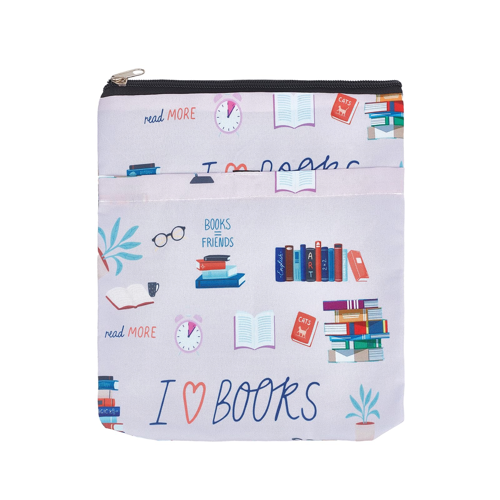 NICENEEDED Protector With Zipper, Printed Cover, Waterproof Sleeve, Washable Fabric Pouch, Multifunctional Storage Bag for Book Lovers
