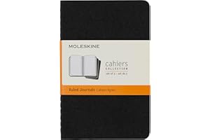 Moleskine Cahier Journal, Soft Cover, Pocket (3.5" x 5.5") Ruled/Lined, Black, 64 Pages (Set of 3)