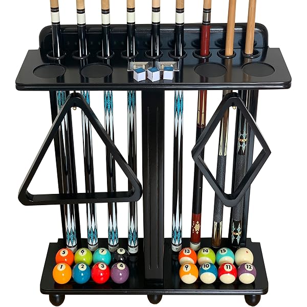 Portastecche Da Biliardo Hathaway - Rack A Pavimento In Legno Con Cassetto Per Accessori - Foto 2