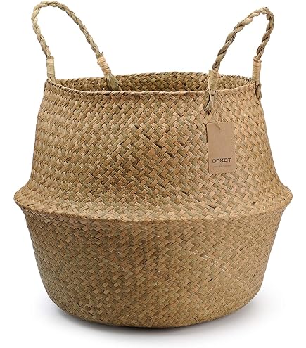 Blueming Home Decor Plant Basket U2013 Large Planter Indoor Woven Baskets For Artificial Olive Tree Pot 9 10 Inch Rattan Wicker Baskets For Snake Plants Original Large