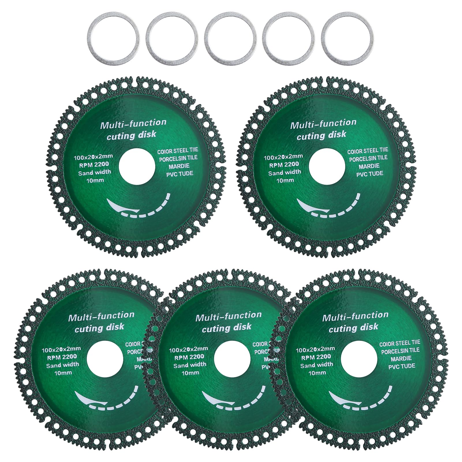LEONTOOL 5 Packs 4 Inch Indestructible Disc for Grinder 3/4" Angle Grinder Cutting Disc Multifunctional Cutting Saw Blade Cutting Discs for Smooth Cutting, Chamfering, Grinding of All Materials
