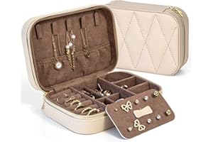KAMIER Small Jewelry Boxes for Women, PU Leather Jewelry Organizer Box for Earrings Ring Necklaces, Travel Cute Jewelry Box f