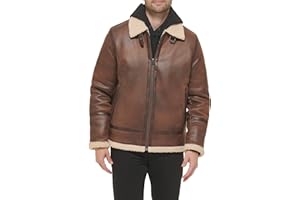 Calvin Klein Mens Faux Leather Jacket Men - Bomber Jacket With Shearling Lining
