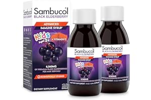 Sambucol Black Elderberry Syrup for Kids - Kids Elderberry Syrup, Added Vitamin C, Black Elderberry Syrup, Sambucus Elderberry Kids Syrup for Immune Support, Delicious Berry Taste - 4 Fl Oz, 2-Pack